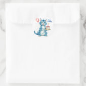 Sticker Rond Cute Blue Chat gâteau d'anniversaire - Anniversair (Sac)