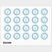 Sticker Rond Cute Blue Crab Sea Animaux Garçon Anniversaire (Feuille)