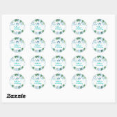 Sticker Rond Cute Blue Dinosaur Safari Anniversaire (Feuille)