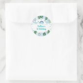 Sticker Rond Cute Blue Dinosaur Safari Anniversaire (Sac)