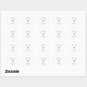 Sticker Rond Cute Blue Heart Baby shower moderne (Feuille)