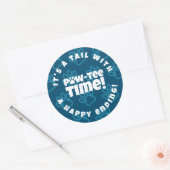 Sticker Rond Cute Blue Pawprints Pet Adoption Paw tee! Heure  (Enveloppe)