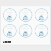 Sticker Rond Cute Blue Pumpkin Boy Baby Shower (Feuille)