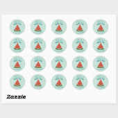 Sticker Rond Cute Blue Watermelon School Salle de classe Valent (Feuille)