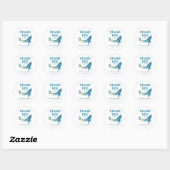 Sticker Rond Cute Blue Whale Jaune Floral Merci d'anniversaire (Feuille)
