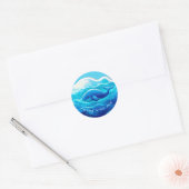 Sticker Rond Cute Blue Whale, personalized (Enveloppe)