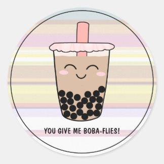 Sticker Rond Cute Boba Pearl Lait Thé Pun