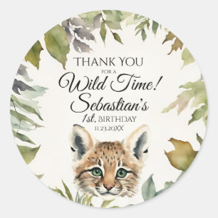 Sticker Rond Cute Bobcat Woodland Anniversaire Merci