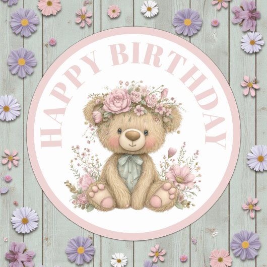 Sticker Rond Cute Boho Animal Birthday Party