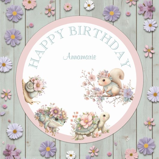 Sticker Rond Cute Boho Animal Birthday Party
