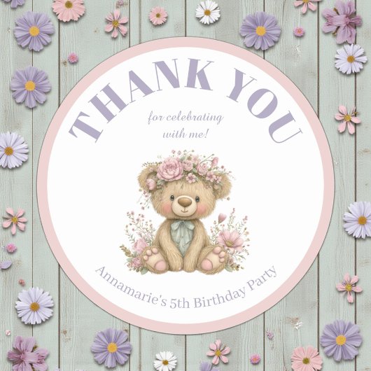 Sticker Rond Cute Boho Animal Birthday Party