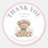 Sticker Rond Cute Boho Animal Birthday Party (Devant)