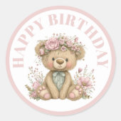 Sticker Rond Cute Boho Animal Birthday Party (Devant)