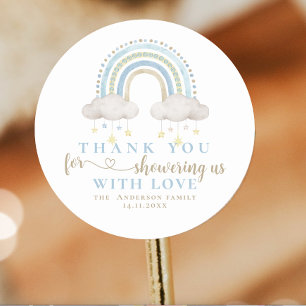 Sticker Rond Cute Boho Whimsical Baby shower arc-en-ciel