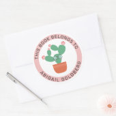 Sticker Rond Cute Bookish Cactus Ce Livre Appartient À (Enveloppe)