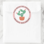 Sticker Rond Cute Bookish Cactus Ce Livre Appartient À (Sac)