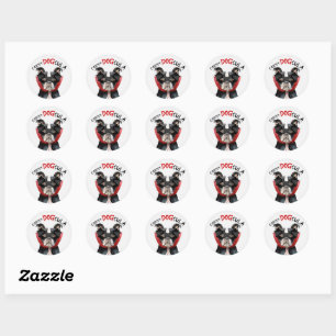 Sticker Rond Cute Boston Terrier Amoureux de les chiens Hallowe