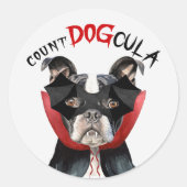 Sticker Rond Cute Boston Terrier Amoureux de les chiens Hallowe (Devant)