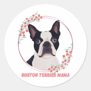 Sticker Rond Cute Boston Terrier - Boston Terrier Mama