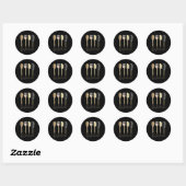 Sticker Rond Cute Boulangerie outils Logo Chef noir (Feuille)