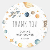 Sticker Rond Cute Boy Astronaut Baby shower spatial (Devant)