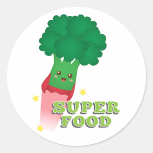 Sticker Rond Cute Broccoli Légumes, Super nourriture