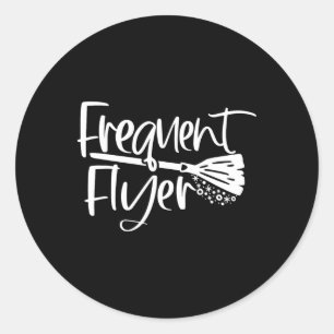 Sticker Rond Cute Broomstick Frequent Flyer Witch Halloween