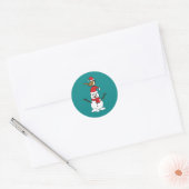 Sticker Rond Cute Bruant sur Snowman (Enveloppe)