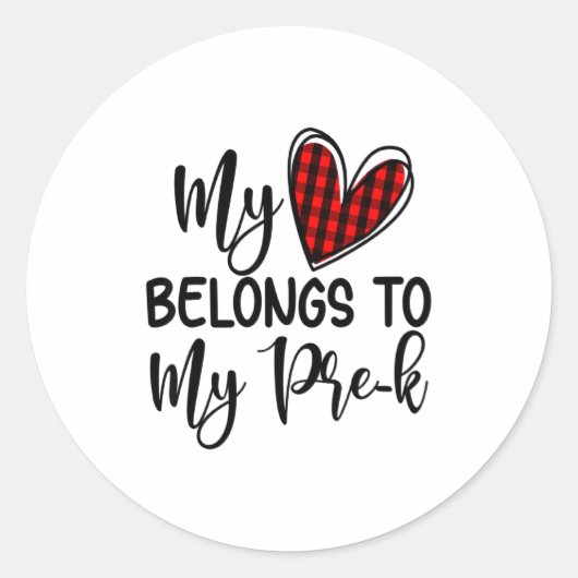 Sticker Rond Cute Buffalo Plaid Heart Valentines Day For Pre K  (Devant)