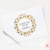 Sticker Rond Cute Bumble Bee et Rainbows Motif (Enveloppe)