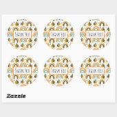 Sticker Rond Cute Bumble Bee et Rainbows Motif Merci (Feuille)