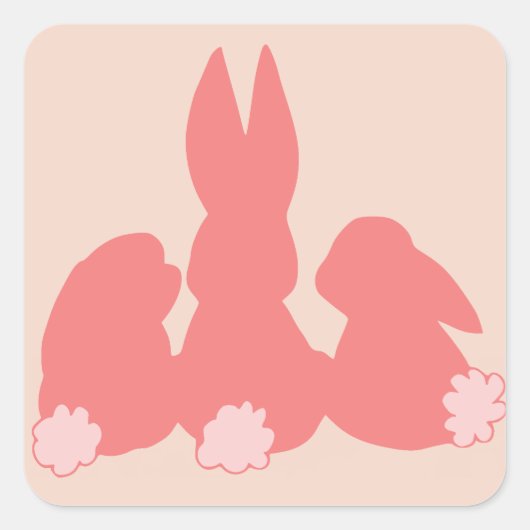 Sticker rond Cute Bunnies Corail, Glossy (Devant)