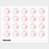 Sticker Rond Cute Bunny arc rose baby shower faveur (Feuille)