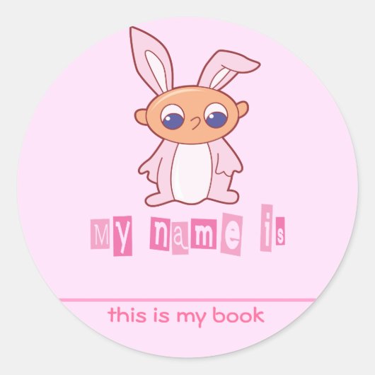 Sticker Rond Cute Bunny Babby Kids Plaques de réservation (Devant)
