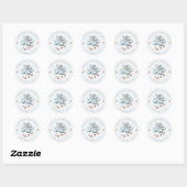 Sticker Rond Cute Bunny Nuages d'étoiles Baby shower (Feuille)