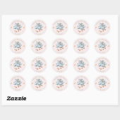 Sticker Rond Cute Bunny Nuages d'étoiles Baby shower (Feuille)