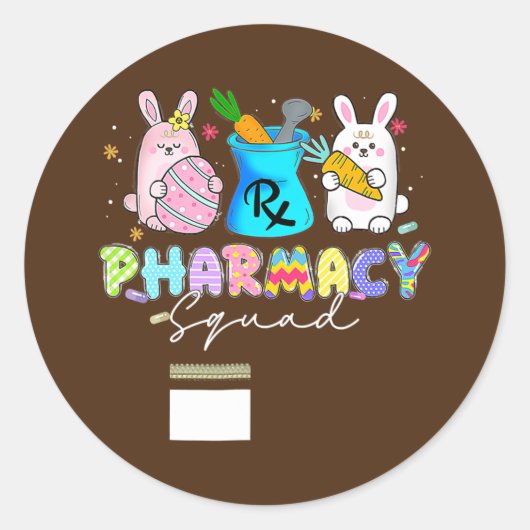 Sticker Rond Cute Bunny Pharmacy Squad Joyeux Pâques (Devant)