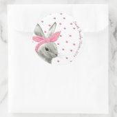 Sticker Rond Cute Bunny Pink Bow design (Sac)