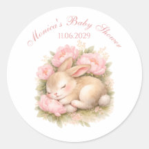 Cute Bunny Rabbit Pink Blush Peony Baby Shower