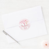 Sticker Rond Cute Bunny rose 1er Anniversaire Fille Printemps F (Enveloppe)