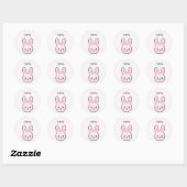 Sticker Rond Cute Bunny rose Kawaii (Feuille)