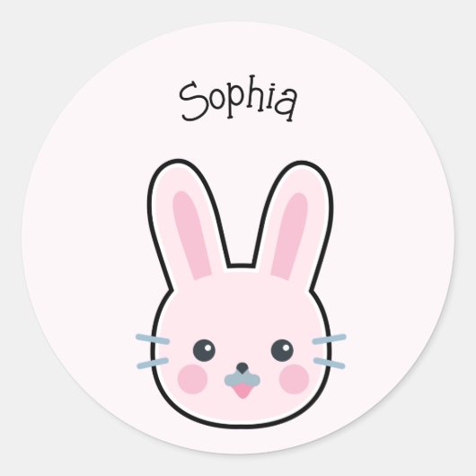 Sticker Rond Cute Bunny rose Kawaii (Devant)