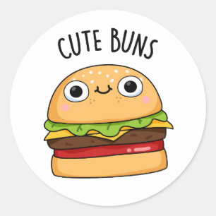Sticker Rond Cute Buns Funny Burger Bun Pun