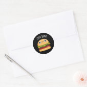 Sticker Rond Cute Buns Funny Burger Pun Dark BG (Enveloppe)