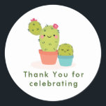 Sticker Rond Cute Cactus<br><div class="desc">Cet autocollant correspond à notre collection de Baby showers Cute Cactus</div>
