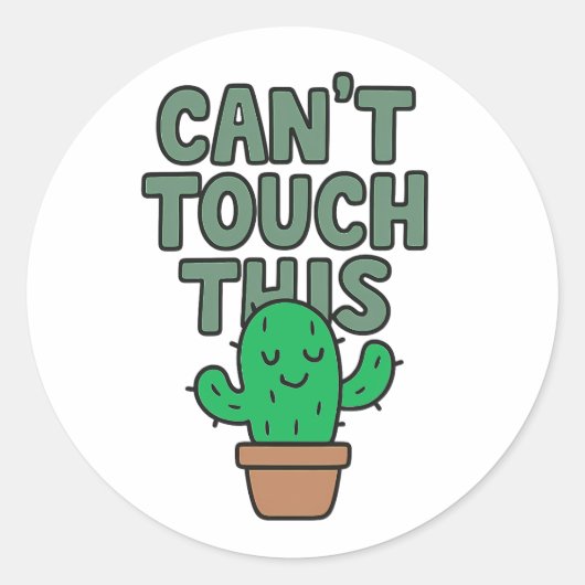 Sticker Rond Cute Cactus “Can’t Touch This” (Devant)