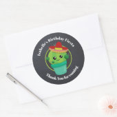 Sticker Rond Cute Cactus dans un Merci d'anniversaire du Sombre (Enveloppe)