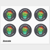 Sticker Rond Cute Cactus dans un Merci d'anniversaire du Sombre (Feuille)