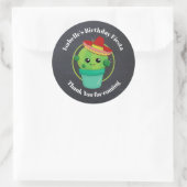 Sticker Rond Cute Cactus dans un Merci d'anniversaire du Sombre (Sac)