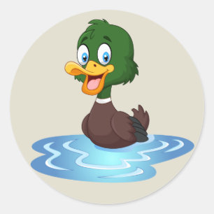 Sticker Rond Cute canard cartonné